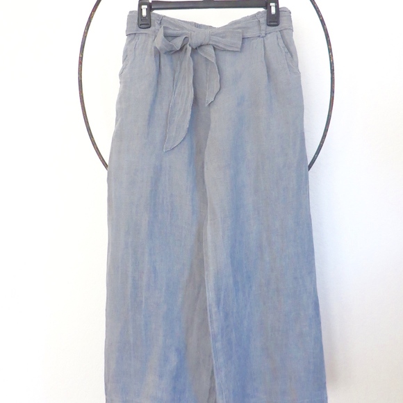 Denim - Grey Wide Leg Linen Pants